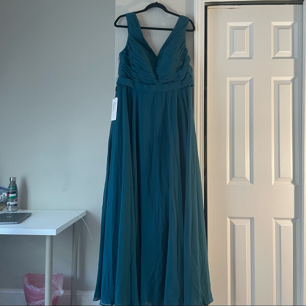 Off the shoulder Chiffon Floor Length Dress with Ruffles